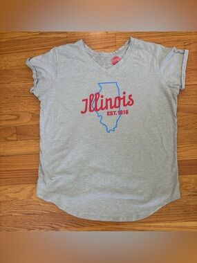 Home Free TShirt Women’s XL (16/18) Gray Illinois Rolled Sleeve Tee Casualwear